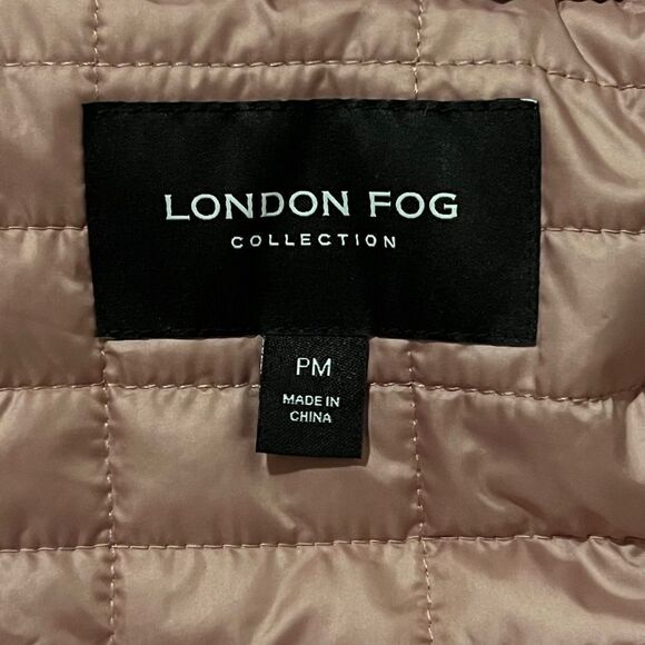 London Fog Hooded Box Quilt Coat Hooded Heather Pink Petite Medium NWT - Picture 6 of 9